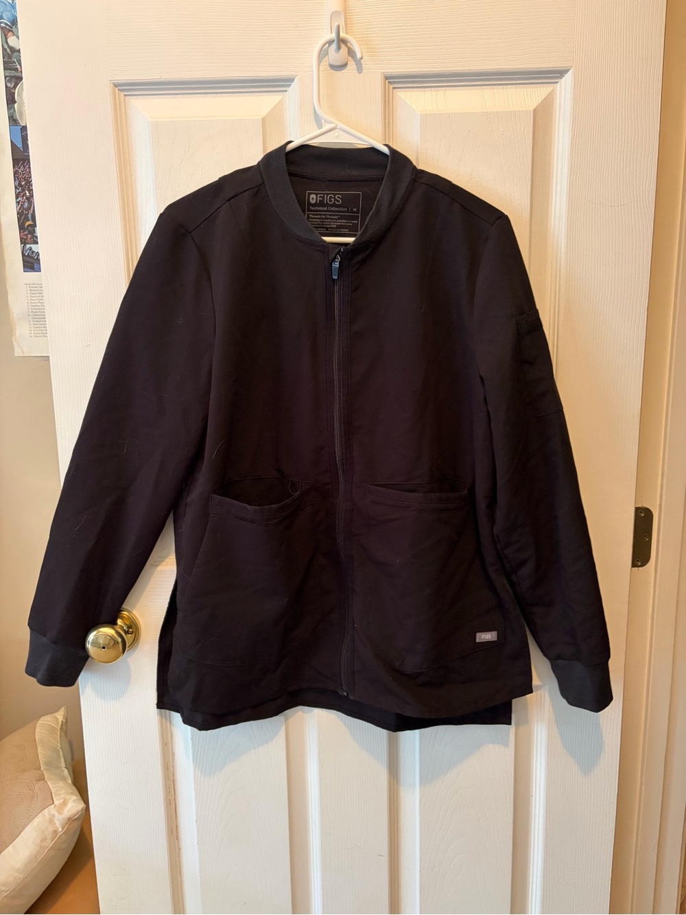Figs Women’s Black Bomber-Style Zip Jacket